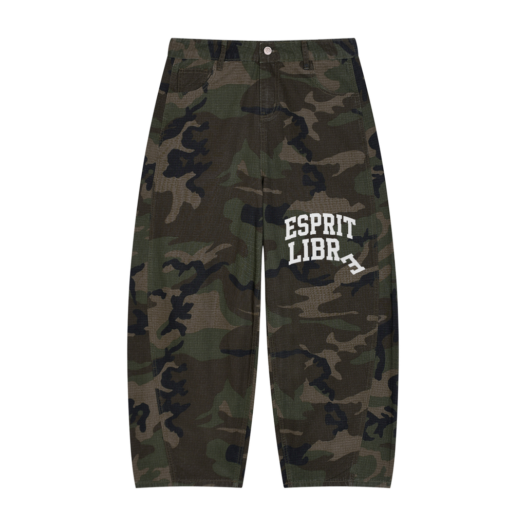 Faire | “ESPRIT LIBRE” | Camo Barrel Leg Cargo Pants