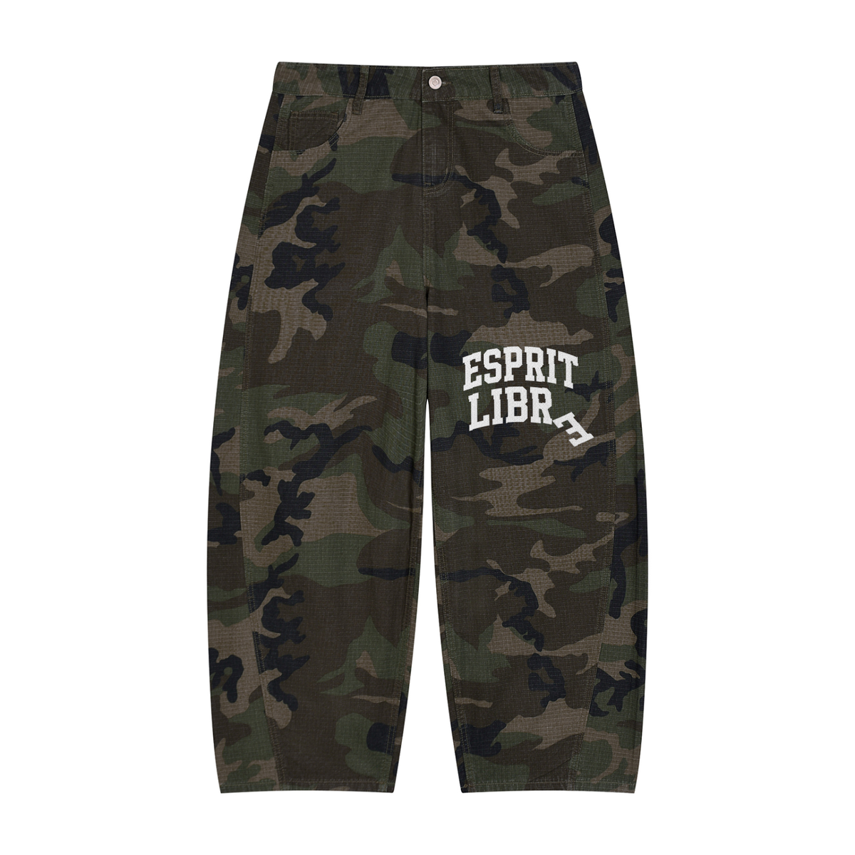 Faire | “ESPRIT LIBRE” | Camo Barrel Leg Cargo Pants