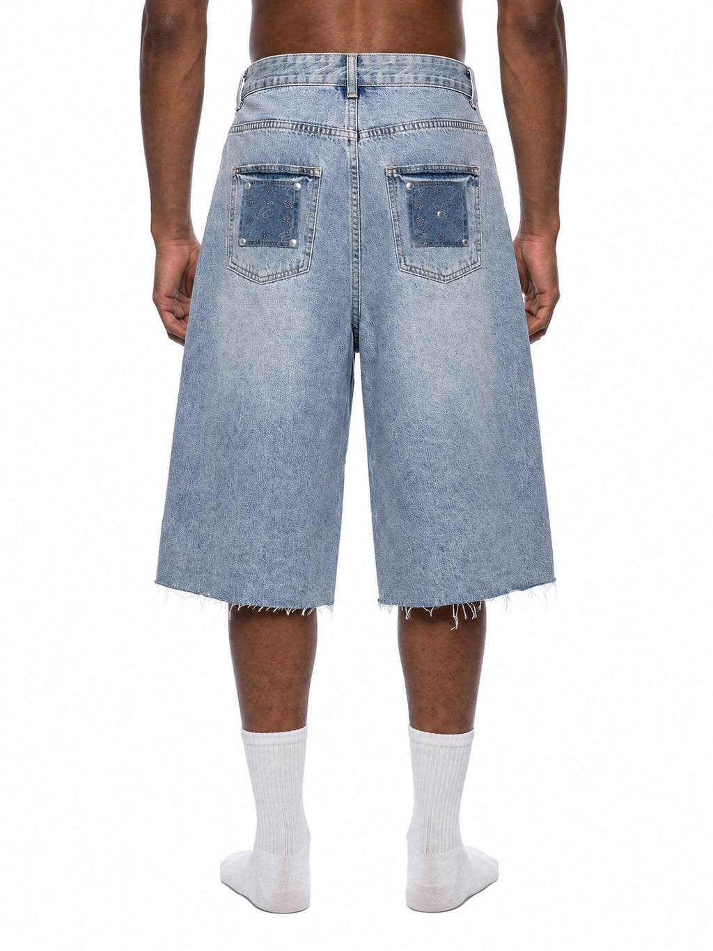 Faire | “Monogram” | Unisex Carpenter Jorts with Distressed edge