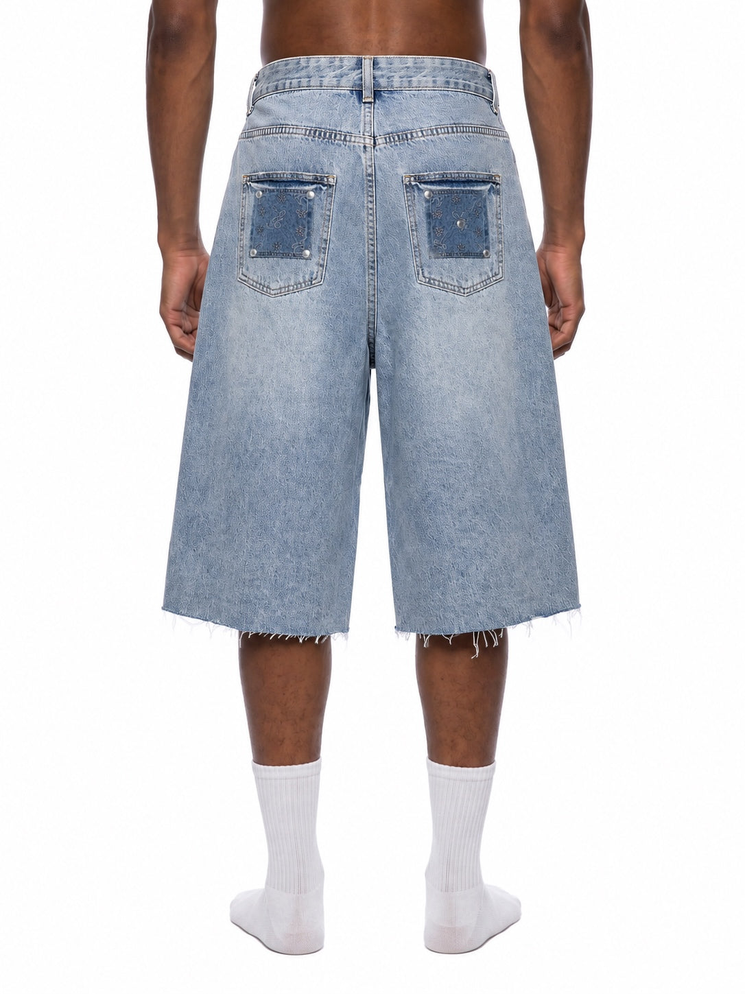 Faire | “Monogram” | Unisex Carpenter Jorts with Distressed edge