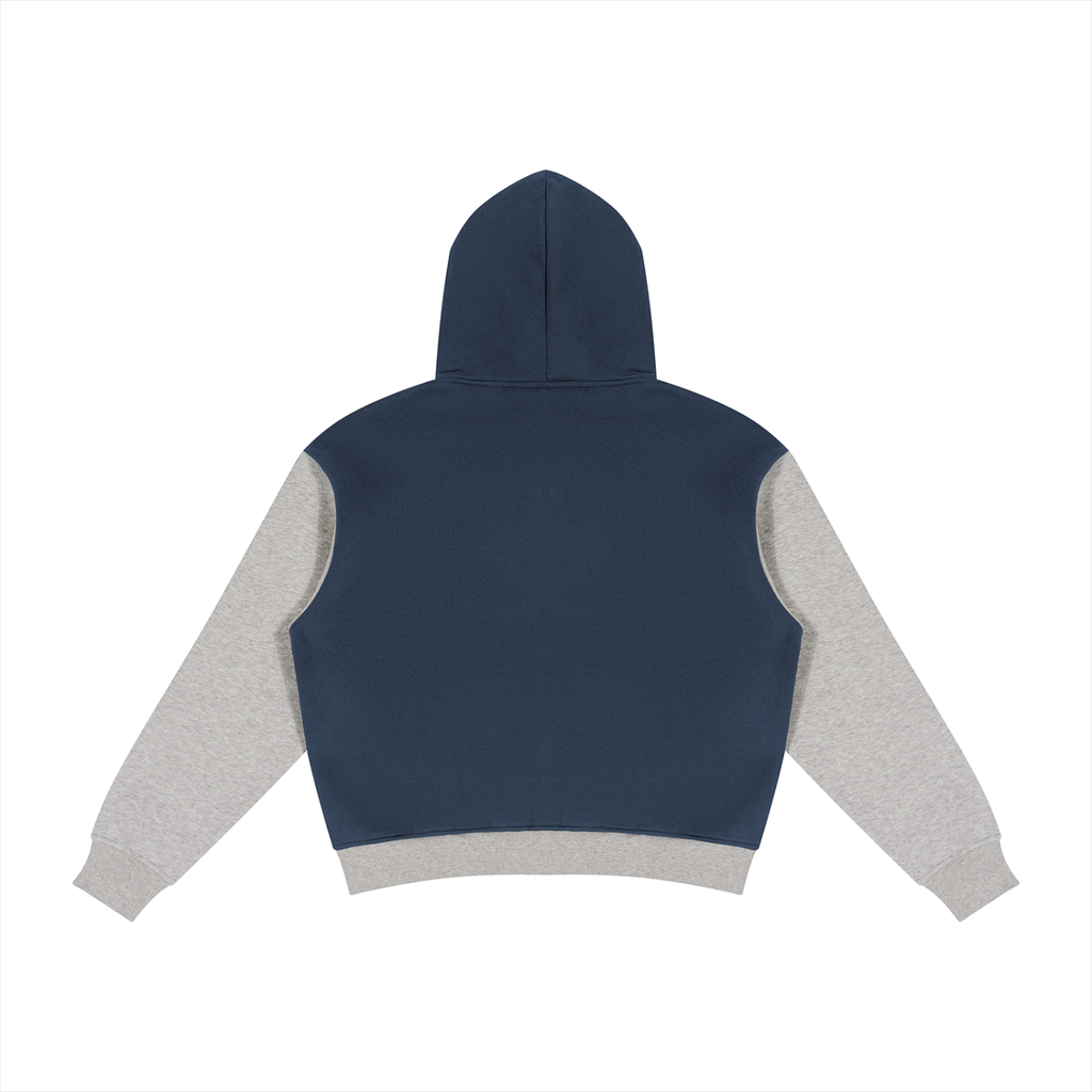 Faire | “Simple Blue and Grey” | Unisex Color Block Fleece Full Zip Hoodie