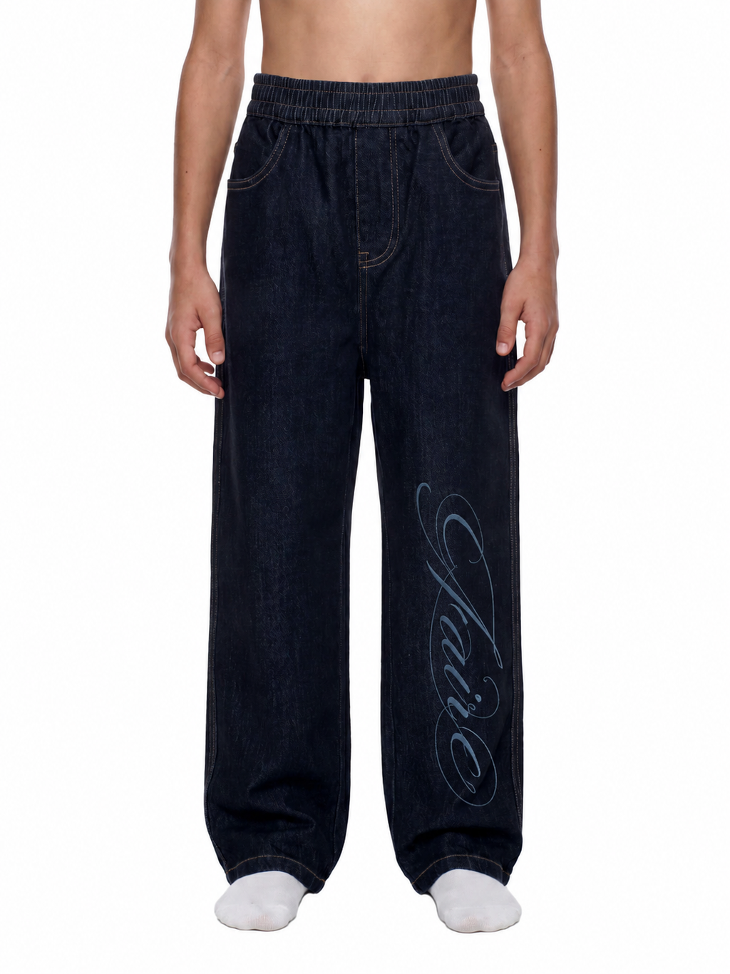 Faire | “Cursive” | Kid’s Unisex Straight Leg Elastic Waist Jeans