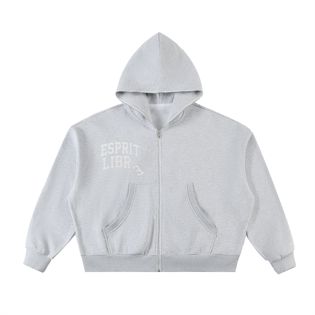 Faire | “ESPRIT LIBRE” | Fleeced Full-Zip Boxy Hoodie