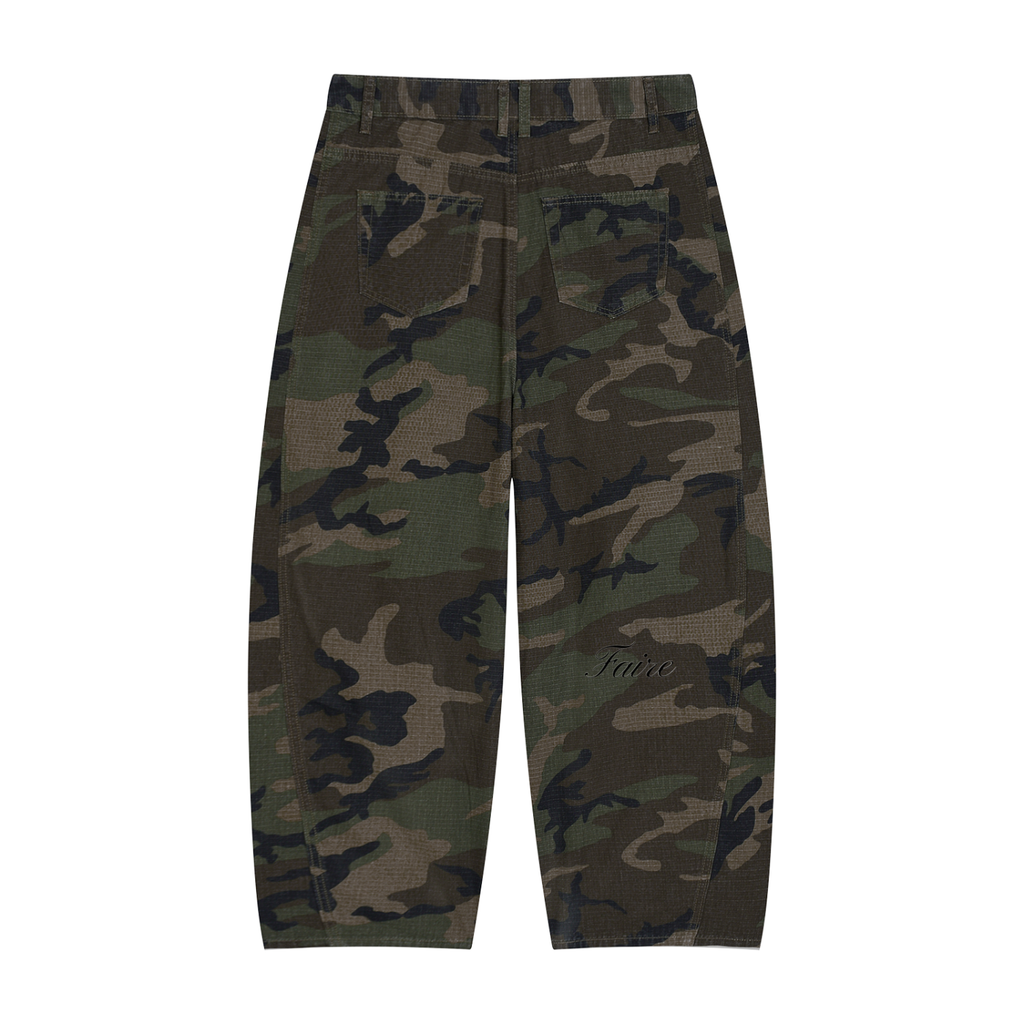 Faire | “ESPRIT LIBRE” | Camo Barrel Leg Cargo Pants