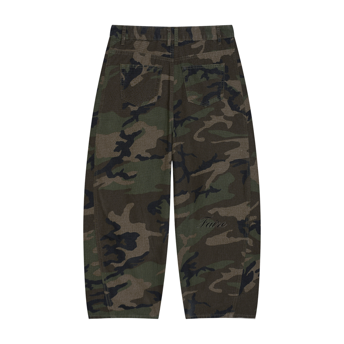 Faire | “ESPRIT LIBRE” | Camo Barrel Leg Cargo Pants