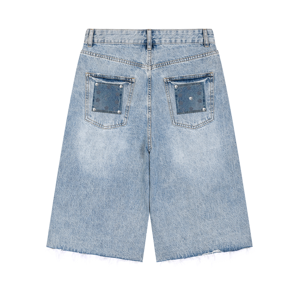 Faire | “Monogram” | Unisex Carpenter Jorts with Distressed edge