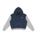 Faire | “Simple Blue and Grey” | Unisex Color Block Fleece Full Zip Hoodie