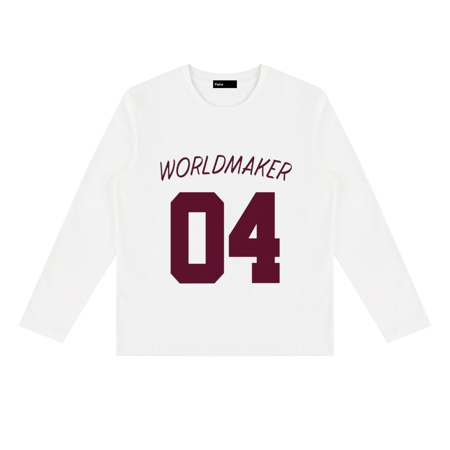 White n Bordeaux | “WORLDMAKER 04” | Unisex Long Sleeve